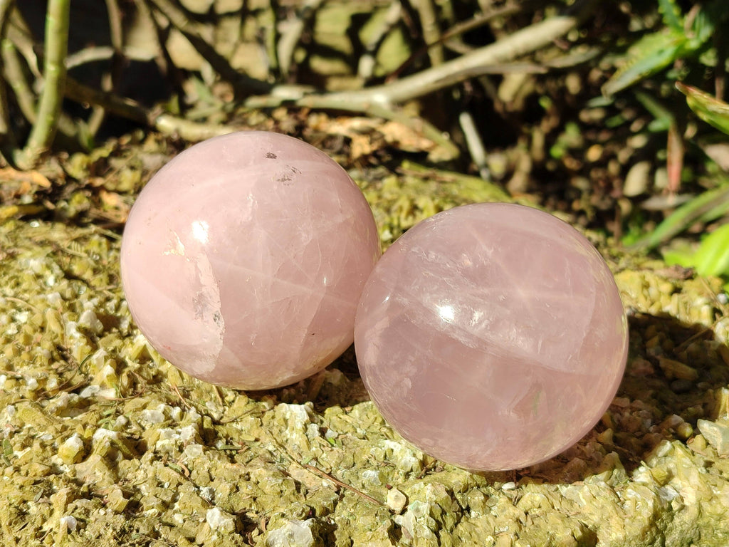 Polished Rose Quartz Spheres x 4 From Madagascar - Toprock Gemstones and Minerals 