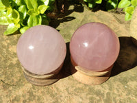 Polished Rose Quartz Spheres x 4 From Madagascar