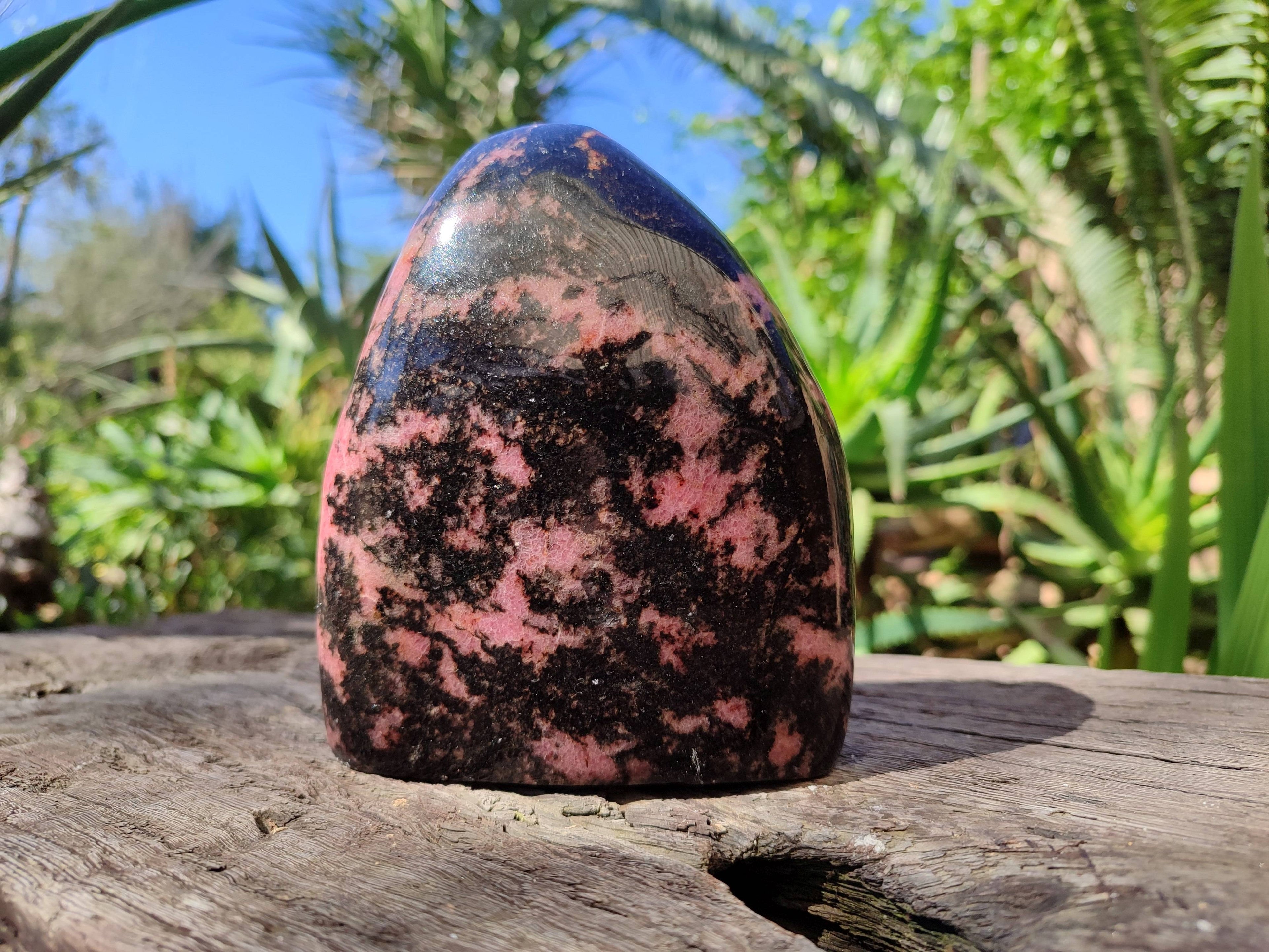 Polished Rhodonite Standing Free Form x 1 From Ambindavato, Madagascar - Toprock Gemstones and Minerals 