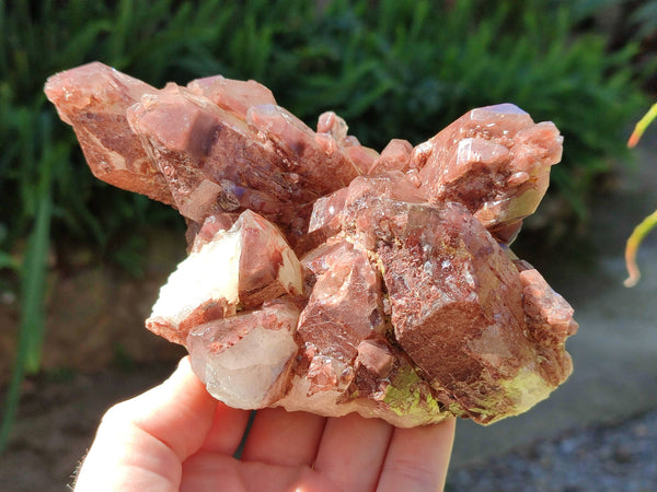 Natural Red Hematoid Quartz Clusters x 3 From Karoi, Zimbabwe