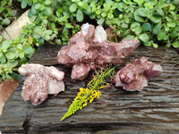 Natural Red Hematoid Quartz Clusters x 3 From Karoi, Zimbabwe