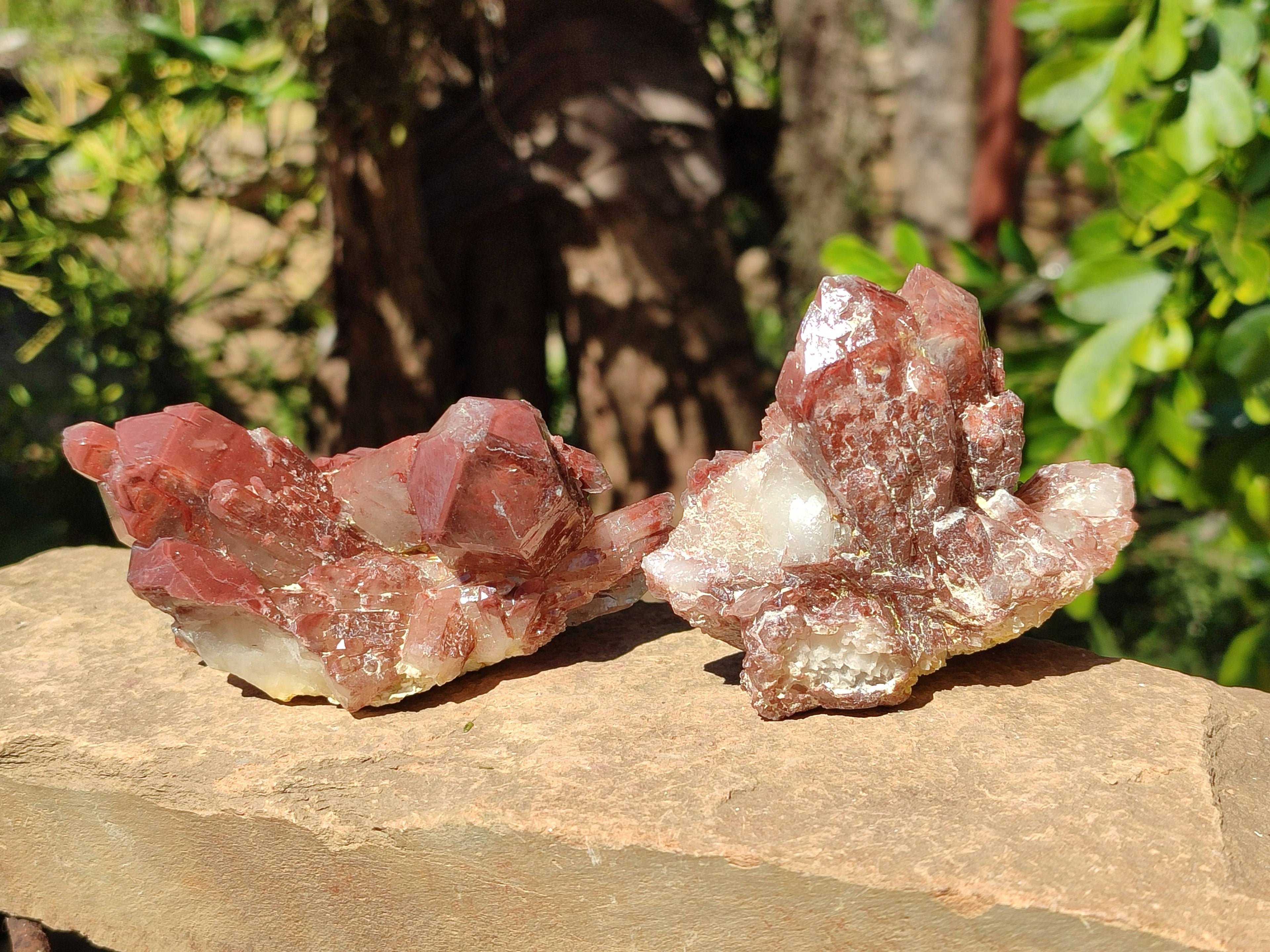 Natural Red Hematoid Quartz Clusters x 3 From Karoi, Zimbabwe - Toprock Gemstones and Minerals 