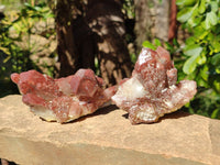 Natural Red Hematoid Quartz Clusters x 3 From Karoi, Zimbabwe