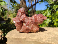 Natural Red Hematoid Quartz Clusters x 3 From Karoi, Zimbabwe