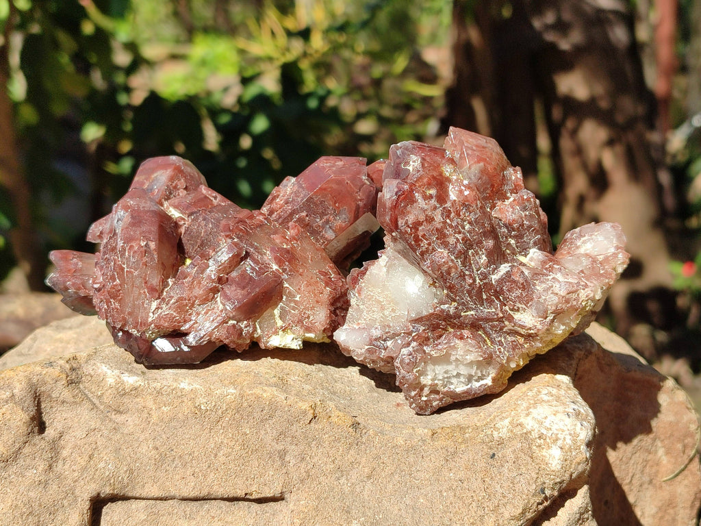 Natural Red Hematoid Quartz Clusters x 3 From Karoi, Zimbabwe - Toprock Gemstones and Minerals 