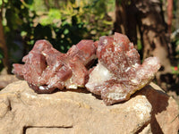 Natural Red Hematoid Quartz Clusters x 3 From Karoi, Zimbabwe