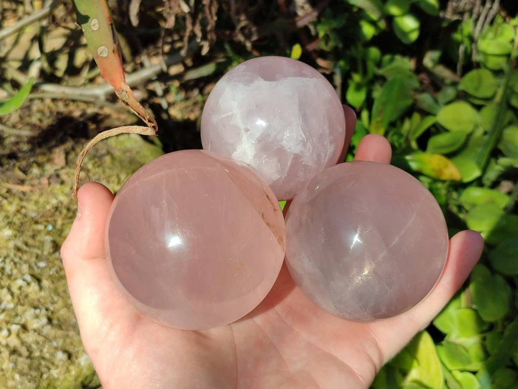 Polished Rose Quartz Spheres x 4 From Madagascar - Toprock Gemstones and Minerals 