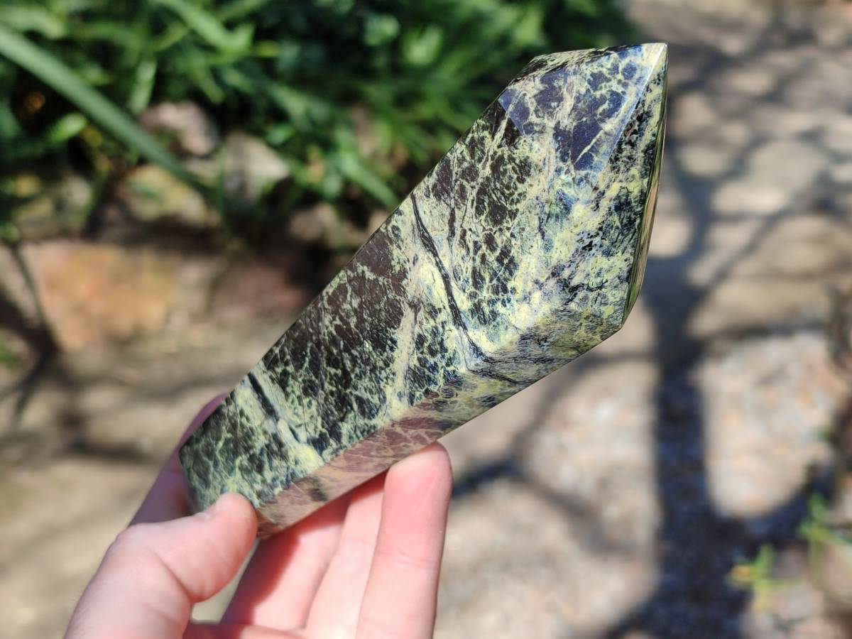 Polished Leopard Stone Double Terminated Points x 3 From Zimbabwe - Toprock Gemstones and Minerals 