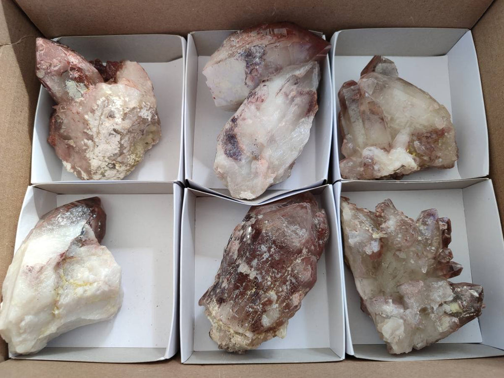 Natural Red Hematoid Quartz Crystals x 6 From Karoi, Zimbabwe - Toprock Gemstones and Minerals 