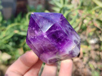 Polished Chevron Amethyst Points x 3 From Zambia