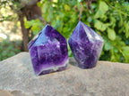 Polished Chevron Amethyst Points x 3 From Zambia - Toprock Gemstones and Minerals 
