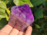 Polished Chevron Amethyst Points x 3 From Zambia