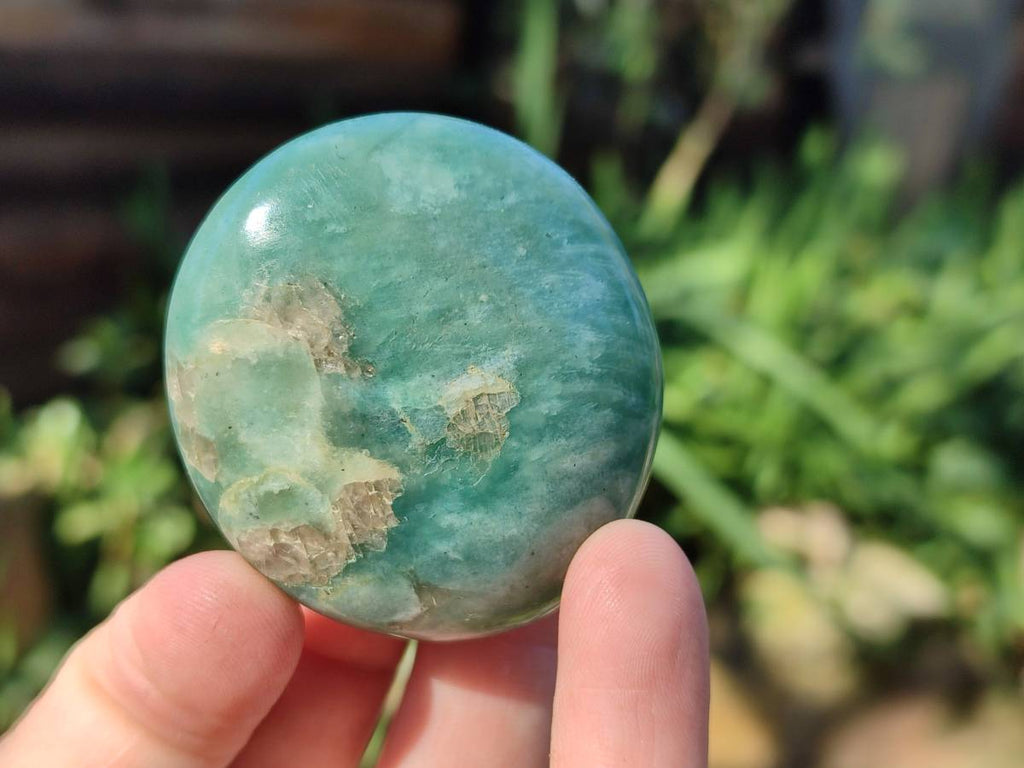 Polished Amazonite Palm Stones x 12 From Madagascar - Toprock Gemstones and Minerals 