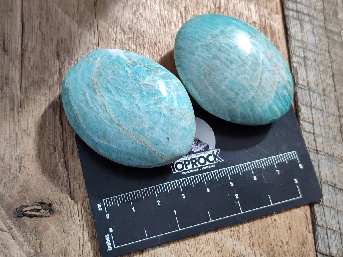 Polished Amazonite Palm Stones x 12 From Madagascar - Toprock Gemstones and Minerals 