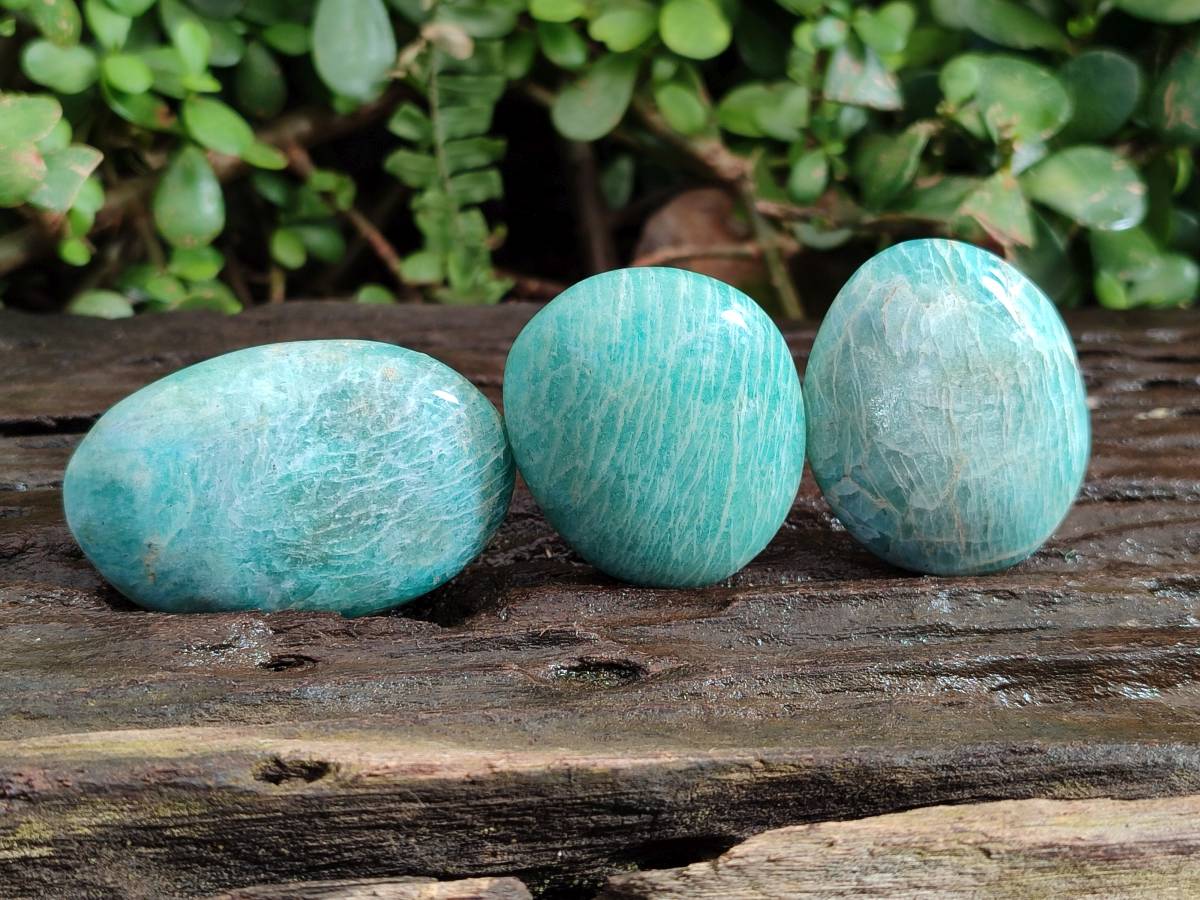 Polished Amazonite Palm Stones x 12 From Madagascar - Toprock Gemstones and Minerals 