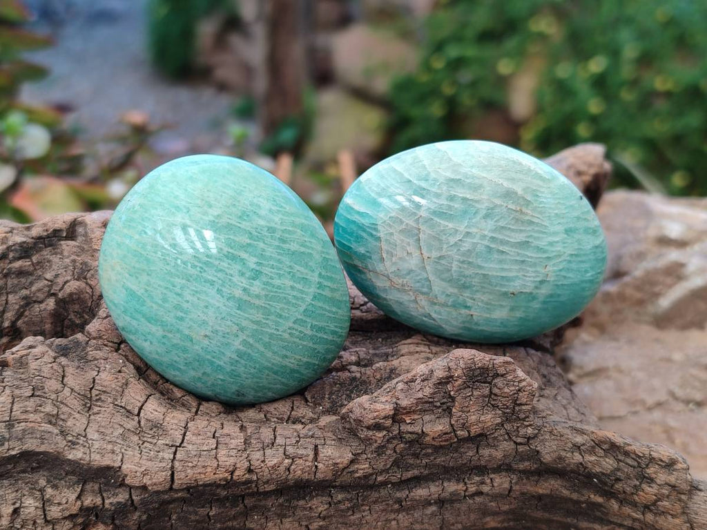 Polished Amazonite Palm Stones x 12 From Madagascar - Toprock Gemstones and Minerals 