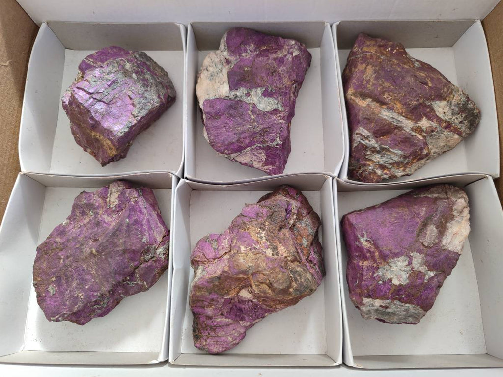 Natural Metallic Purpurite Specimens x 6 From Erongo, Namibia - Toprock Gemstones and Minerals 