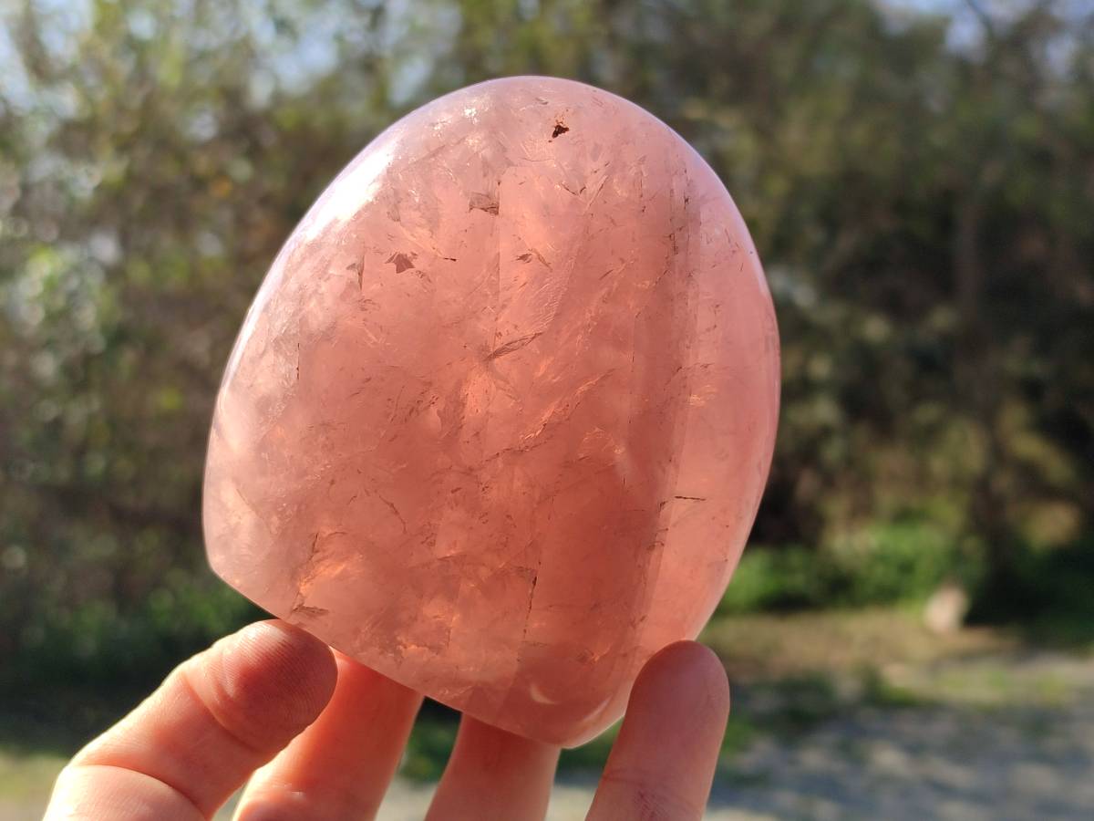 Polished Rose Quartz Standing Free Forms x 2 From Madagascar - Toprock Gemstones and Minerals 