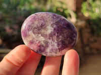 Polished Lepidolite With Pink Rubellite Palm Stones x 24 From Ambatondrazaka, Madagascar - Toprock Gemstones and Minerals 