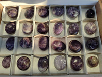 Polished Lepidolite With Pink Rubellite Palm Stones x 24 From Ambatondrazaka, Madagascar - Toprock Gemstones and Minerals 