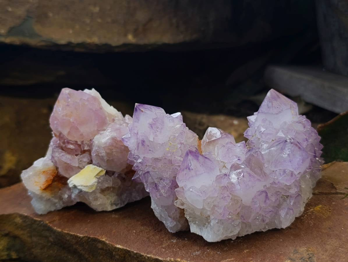 Natural Amethyst Spirit Quartz Clusters x 6 From South Africa - Toprock Gemstones and Minerals 