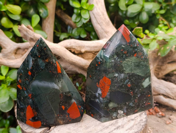 Polished Bloodstone Points x 3 From Swaziland