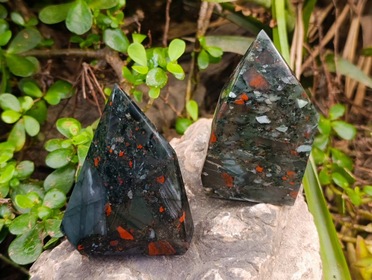 Polished Bloodstone Points x 3 From Swaziland - Toprock Gemstones and Minerals 