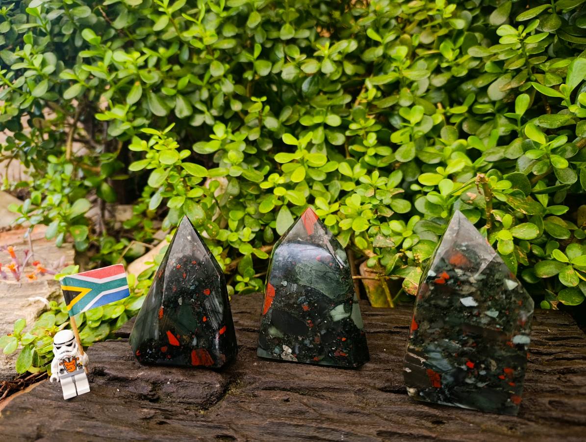 Polished Bloodstone Points x 3 From Swaziland - Toprock Gemstones and Minerals 