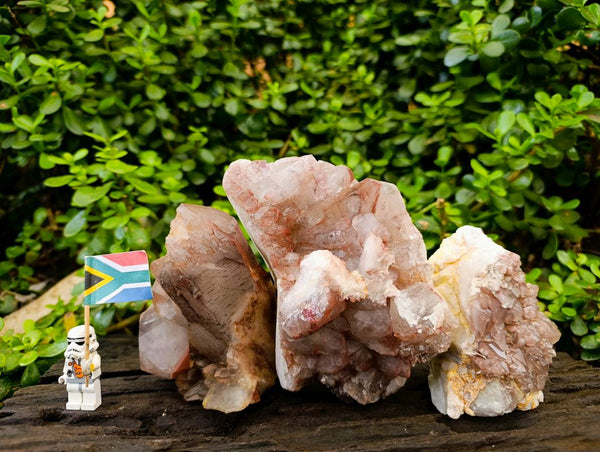 Natural Hematoid Quartz Clusters x 3 From Zimbabwe