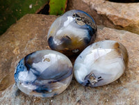 Polished Banded Agate Palm Stones x 12 From Madagascar
