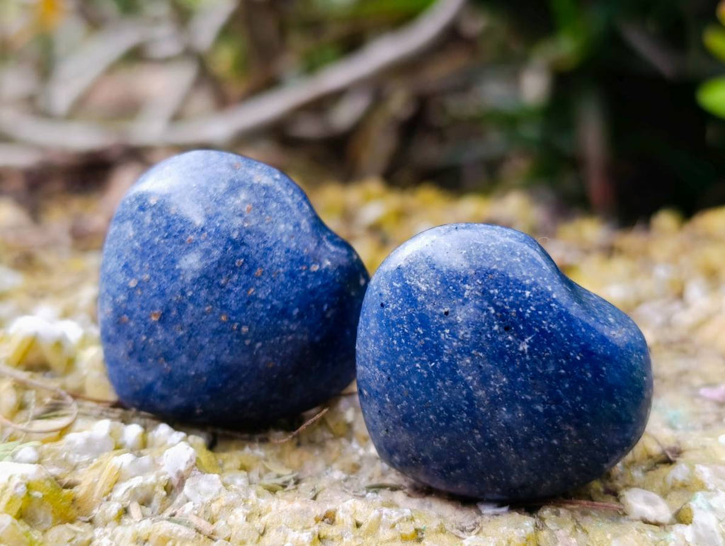 Polished Mini Lazulite Hearts x 35 From Madagascar - Toprock Gemstones and Minerals 