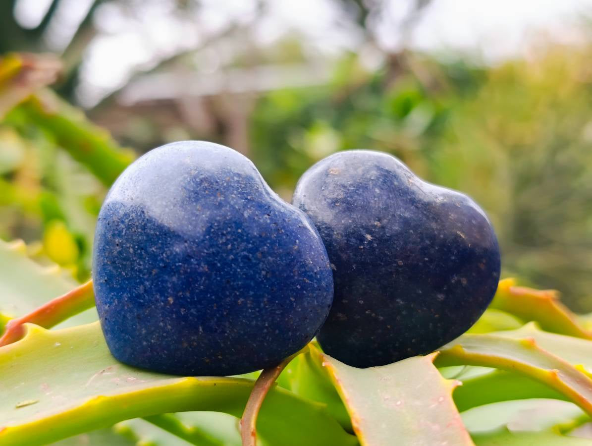 Polished Mini Lazulite Hearts x 35 From Madagascar - Toprock Gemstones and Minerals 
