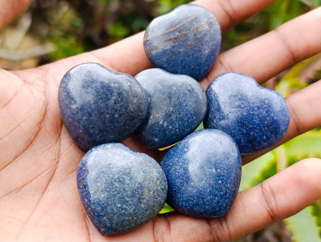 Polished Mini Lazulite Hearts x 35 From Madagascar - Toprock Gemstones and Minerals 