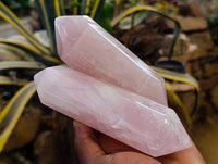 Polished Double Terminated Rose Quartz Points x 4 From Madagascar