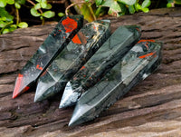 Polished Double Terminated Bloodstone Points x 4 From Swaziland