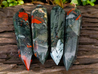 Polished Double Terminated Bloodstone Points x 4 From Swaziland