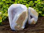 Polished Blue Lace Agate Standing Free Forms x 2 From Malawi - Toprock Gemstones and Minerals 