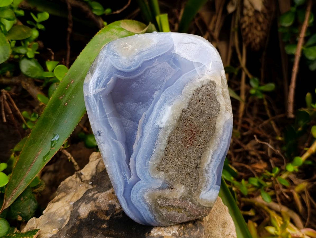 Polished Blue Lace Agate Standing Free Forms x 2 From Malawi - Toprock Gemstones and Minerals 
