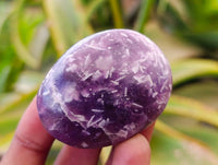 Polished Lepidolite with Pink Rubellite Palm Stones x 20 From Ambatondrazaka, Madagascar