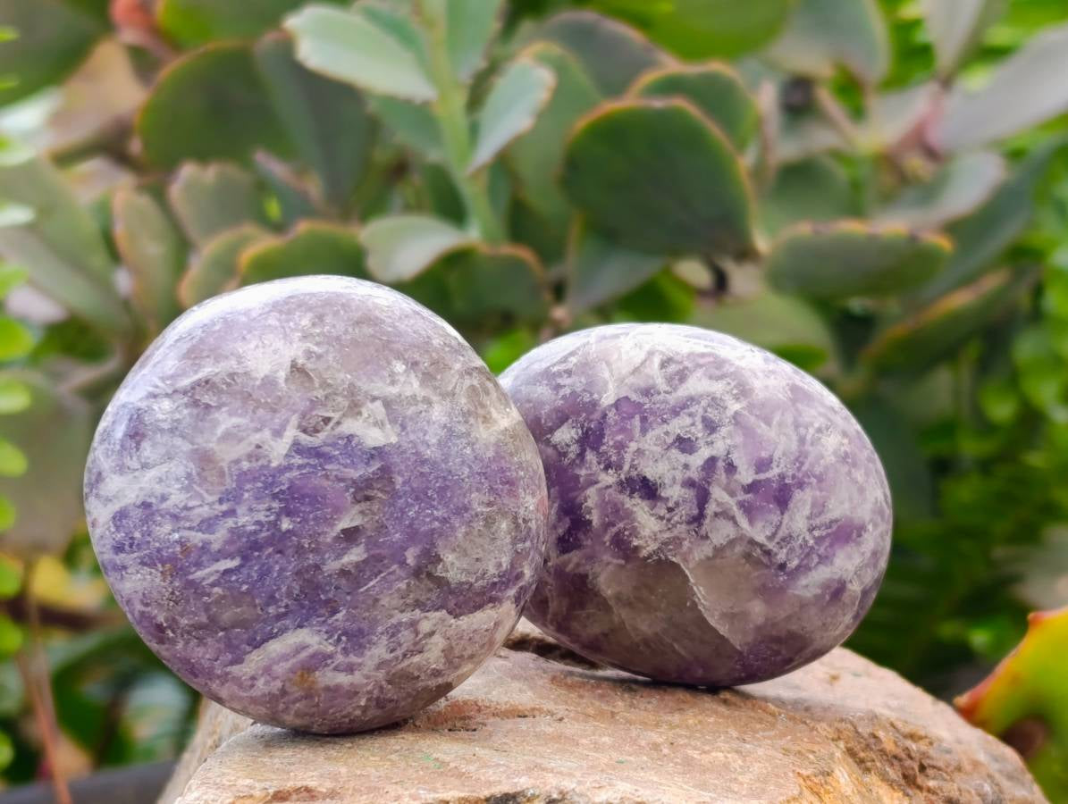 Polished Lepidolite with Pink Rubellite Palm Stones x 20 From Ambatondrazaka, Madagascar - Toprock Gemstones and Minerals 