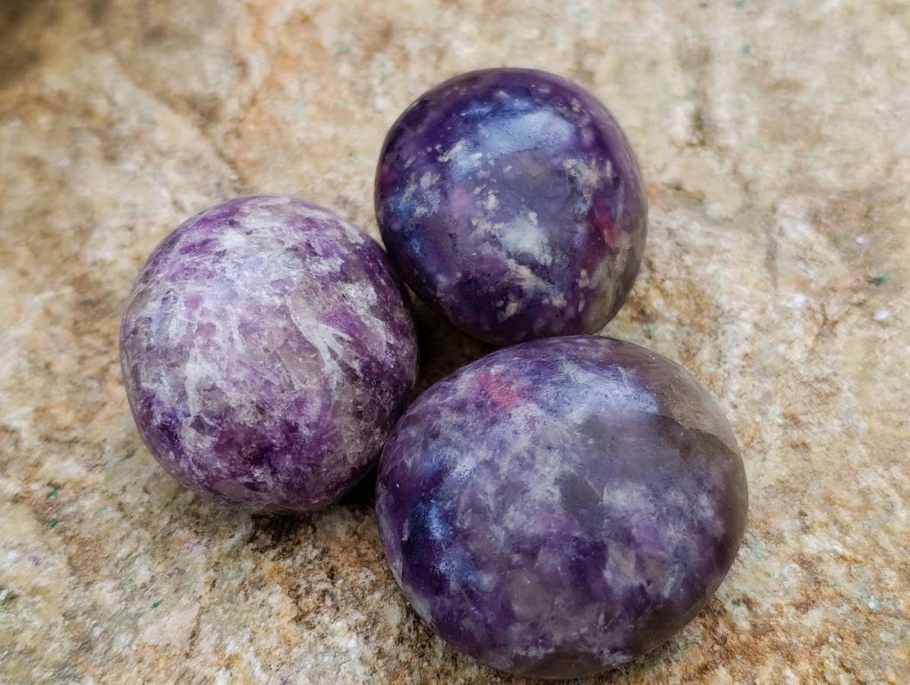 Polished Lepidolite with Pink Rubellite Palm Stones x 20 From Ambatondrazaka, Madagascar - Toprock Gemstones and Minerals 