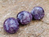 Polished Lepidolite with Pink Rubellite Palm Stones x 20 From Ambatondrazaka, Madagascar
