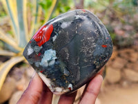 Polished Bloodstone Standing Free Forms x 3 From Swaziland