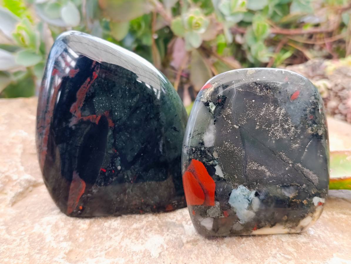 Polished Bloodstone Standing Free Forms x 3 From Swaziland - Toprock Gemstones and Minerals 