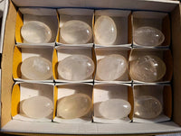 Polished Girasol Pearl Quartz Palm Stones x 12 From Ambatondrazaka, Madagascar