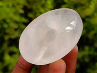 Polished Girasol Pearl Quartz Palm Stones x 12 From Ambatondrazaka, Madagascar
