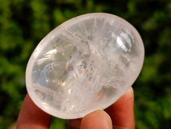 Polished Girasol Pearl Quartz Palm Stones x 12 From Ambatondrazaka, Madagascar