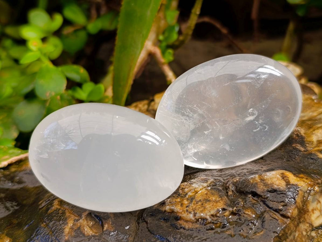 Polished Girasol Pearl Quartz Palm Stones x 12 From Ambatondrazaka, Madagascar - Toprock Gemstones and Minerals 