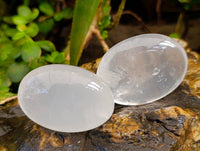 Polished Girasol Pearl Quartz Palm Stones x 12 From Ambatondrazaka, Madagascar