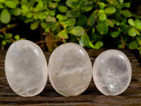 Polished Girasol Pearl Quartz Palm Stones x 12 From Ambatondrazaka, Madagascar